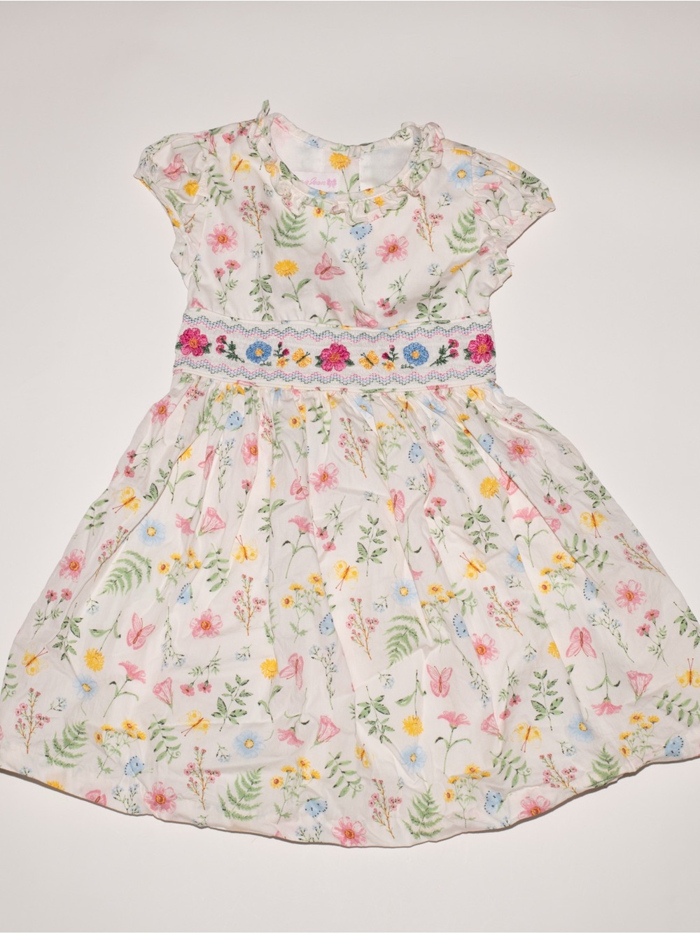 Bonnie Jean Floral Butterfly Smocked Dress